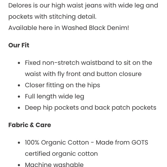 Lucy & Yak Delores Jean, Wide Leg, High Waist, Black Denim, US 14 - Picture 5 of 6